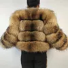Женское пальто из искусственного меха BEIZIRU с натуральным мехом енота, женские зимние роскошные куртки из натурального меха с длинными рукавами, толстый топ 231117