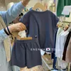 Clothing Sets 100% Cotton 1-6yrs toddler Boy Korean Loose Short-sleeved Shorts 2pcs Summer Sweat-absorbing Breathable Children's Suit 230418