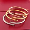 Love Gold Bracelet nail bracelet Designer Bangles for Women Mens Stainless Steel Alloy Armband Pulsera Pulseras Plated Gold Silver Rose Jewelry Diamond