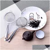 Kaffe te -verktyg rostfritt stål silververktyg fina filter dugare med handtag fiour sikt hushåll bakning te set acce dhgarder dndj