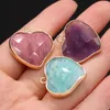 Pendant Necklaces Natural Stone Pendants Faceted Heart Shape Amethysts For Trendy Jewelry Making DIY Women Necklace Earring Gifts