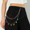 2021 Hip Hop Regenboog Hars Ketting Sleutelhanger Mannen Vrouwen Schattig Taille Ketting Veelkleurig Acryl Bloem Broek Broeken Ketting Punk Sieraden Mode-sieradenSleutelhangers Sieraden