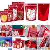 Bolsas de embalaje Plástico transparente Papel de aluminio rojo Autoadhesivo Bolsa de pie con orificio para colgar Bolsas con cierre resellable para alimentos Doypack LX5483 DHSRU