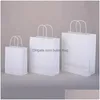 Present Wrap Elegant White Paper Bag Small Size Kraft Party Favor Väskor med handtag Utmärkt kvalitet Drop Delivery Home Garden DH5TP