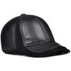 Ball Caps Genuine Sheepskin Baseball Cap Casual Fashion Hat Autumn And Winter Plus Velvet Real Leather For Men