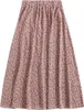 Floerns Women's Boho Elastic Waist Scarf Print Pleated Midi Skirt