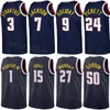 Imprimer Basketball Julian Strawther Jerseys 3 City Zeke Nnaji 22 Reggie Jackson 7 Peyton Watson 8 Christian Braun 0 Justin Holiday 9 Violet Blanc Bleu Marine Équipe Hommes Enfants