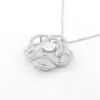 Collier avec pendentif en diamant Moissanite pour femmes, fleur ronde de 8Mm, bijoux en or blanc 10K, cadeau d'anniversaire pour la fête des mères