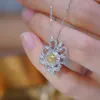 Xiy Fine Jewelry Уникальное модное элегантное женское ожерелье из настоящего золота 0,7 карата с бриллиантовым цветком и подвеской