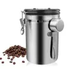 Storage Bottles Jars Stainless Steel Airtight Coffee Container Canister Set jar With Scoop For Beans Tea 1 5L 1 8L 230418