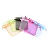 100Pcs 22 Colors Jewelry Packaging Bag 5x7 7x9 9x12 10x15cm Organza Bags Gift Storage Wedding Drawstring Pouches Wholesales Jewelry AccessoriesJewelry Packaging