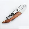 Openers Stainless Steel Corkscrew Wine Key Beer Bottle Opener Foil Cutter Wood Handle Waiters Knife Corkscrews Sommelier Lx4604 Drop Dhb5T