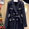 Projektantka modowa damska płaszcz, europejski i amerykański styl czeku luksusowego, szwy modowe, fałszywe dwa luźne damskie płaszcz midi rozmiar S-3XL