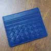 Wholesale high quality Genuine Leather wallets mini thin cowhide Crochet purse Fashion card holder case blue color