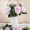 Aksamitna symulacja kwiat trzech róży róży środków ślubnych