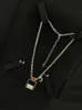 Pendant Necklaces Red Diamond Hollow perfume Bottle Bag Chain Necklace 46 cm long