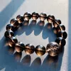 Strand Natural Tea Crystal Bracelet Round Beads With Buddha Pattern Bracelets For Women Men Lovers Hand Row Fashion Jewelry