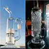 Mobius Big Glass Bong Rury wodne Zioło Sucha miska Dab platformy podwójna matryca stereo Perc 18 mm Bong Water Bongs 11,8 cala