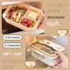 Thermoskannen Einfache süße tragbare Lunchbox mit Fach für Mädchen Schulkinder Kunststoff Picknick Bento Mikrowelle Lebensmittelaufbewahrungsbehälter 231117