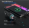 Bluetooth 5.0 EDR 자동차 FM 송신기 무선 핸즈프리 전화 MP3 플레이어 7 컬러 RGB 조명 2 USB 빠른 충전 자동차 액세서리