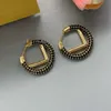 Mode de luxe, boucles d'oreilles Black Zircon Hoop Huggie, boucles d'oreilles de créateur de dernière version, cuivre électrolytique K Gold, bijoux de bijouterie de haute qualité, Noël