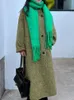 Mélanges de laine pour femmes vestes en laine de soie de mûrier femmes automne hiver revers Double boutonnage lâche ALine style coréen longs manteaux vêtements d'extérieur 231118