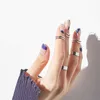 Bandringar trendiga nagelringar för kvinnor flickor metalllinje tunna falska naglar skyddande omslag fingertopp koreanska ring bröllop gåvor gotiska smycken aa230426