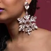 Dangle Earrings Shiny Rhinestone Large Snowflake Pendant Drop Christmas Jewelry For Women Crystal Geometric Accessories
