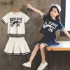 Clothing Sets Summer Girls Clothes Suit 2023 Short Sleeve + A-Line Skirt 2Pcs/Set College Style Jk Uniform Children Clothes Baby Tracksuits