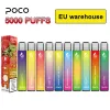 Entrepôt EU USA Original Mesh Coil 5000 bouffées Poco énorme stylo vape jetable cigarette électronique rechargeable 15ML 8 couleurs dispositif le plus récent stylo à vapeur