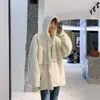 メンズダウン2023秋と冬の子羊のフード付きジャケットコートファッションカジュアルソリッドカラーコットンタイドホワイト /ブラウンM-XL