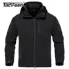 Herrjackor Tacvasen Waterproof Tactical Fleece -fodrad jacka med blixtlåsfickor Mens utomhus Softshell Hooded Work Coat Windbreaker 231118