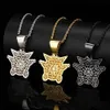 Excellent bijoux de haute qualité diamant cuivre Micro Zircon mignon animal esprit Gengar pendentif plaqué or Hip Hop hommes collier