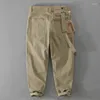 Мужские брюки 9615 весенняя осенняя мода Мужской твердый цвет свободный универсальный грузовый подросток -уличная одежда Amekaji Premium Basic Brouser Male