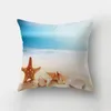 Kissen 45 x 45 cm Sommer Strand Kissenbezug Seestern Shell Cover Custom Blue Ocean World Landschaft Pillowslip Sofa Home Decoration