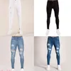 Jeans masculin 2023 Hip Hop White Moto Skinny Skinny Ripped Color Elastic Denim Pantal
