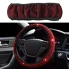 Volante cobre capa de carro vermelho auto diamante bling brilhando universal para 37-38cm peças interiores acessórios