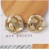 Stud Big Vintage Metal Twisted Stud Earrings For Women Charm Gold Color Maxi Statement Spiral Earring Jewelry Drop Delivery J Dhgarden Otdpp