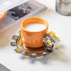 Koppar Saucers Creative Industrial Style Gear Screw Ceramic Coffee With Personalized Handmade Tea Cup Set Drinkware Unika gåvor