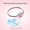 Chain Athenaie 100% 925 Sterling Silver Snake Chain Bangle Armband med CZ Love Heart Clasp Charms Armband för Women231118