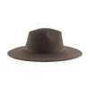 Beret Hats for Women Hat Man Mężczyzna Fedoras Zima Zima Big Brim 9,5 cm pasek pasowy Casual Solid Panama Cap Sombrero Hombre
