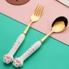 Set di posate Modern Cute Set di posate Designer Compleanno Riutilizzabile Cucina Dessert Cena Utensili da campeggio Porcellana Talheres Stoviglie