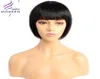 Straight Wig Bob Bangs With Bangs Modern Show Short 100 Full Made With Wigs Hair Human Black Machine Remy Hair For Brazilian Wome3082633