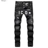 D2 Designer for Mens Dsquare Dsq2 Trendy Hiphop Ripped Pants Black Digital Printed Mid Rise Small Straight Leg Denim Trousers Men Jeans Designers Pan