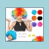 Autres fournitures de fête d'événement Uni Clown Fans Carnival Wig Disco Circus Funny Fancy Dress Stag Do Fun Joker Adt Child Costume Afro Cur Dhqkr