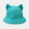 Cappello per cappello da secchio per gatti da cartone animato per ragazza cotone cupola da sole Donne corean primavera estate panama cappello da sole esterno solido