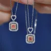 Xiy Paar Schmuck Vintage Gold Natürlicher Rosa Diamant Herz Anhänger Dame Halskette Für Frau