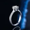 S Silver Tongling Six Claw for Women With Light Luxury Temperament, Mo Sang Stone Diamond Ring Wedding Ring, Valentine's Day Gift