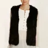 Fourrure pour femmes fausse fourrure vraie fourrure de lapin tricoté gilet naturel véritable fourrure vêtements femmes automne mode décontracté sans manches tricot manteau usine personnalisé 231117