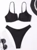 Kobiety na stroja kąpielową pchnięcia bikini damskie stałe stałe v solidne bikinis stroje kąpielowe set Sete Letnie kostium kąpielowy na plażę dla kobiet 230418